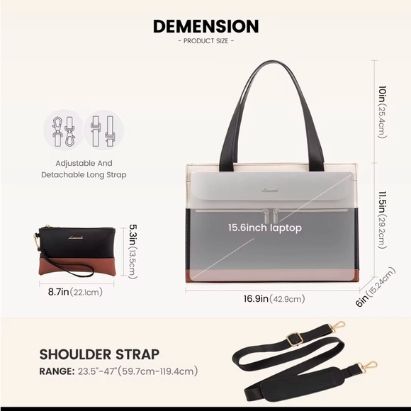 Lovevook Women's Black Laptop Bag NWT - Picture 5 of 6